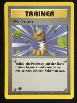 Windhauch (Gust of Wind) 93/102 1st Edition - German Base Set - Pokemon TCG - LP - Image 1