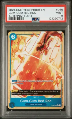 PSA 9 Gum-Gum Red Roc PRB01 Alternate Art OP04-056 One Piece (Mint 9) - Image 1