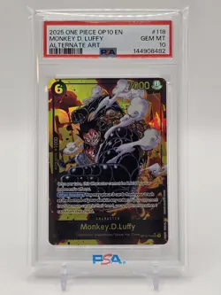 PSA 10 Monkey.D.Luffy Alternate Art SEC OP10-118 Royal Blood Foil One Piece - Image 1