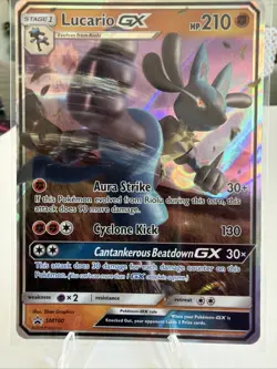 Pokemon Lucario GX SM100 SM Promo Holo Stage 1 210 HP TCG Card English - Image 1