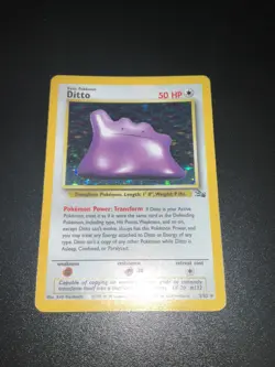 Pokemon Ditto 3/62 Fossil Holo Pokemon TCG MP Vintage Card - Image 1
