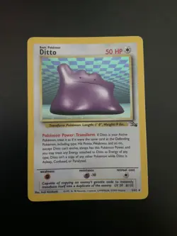Pokemon Ditto 3/62 Fossil Holo Pokemon TCG MP Vintage Card - Image 2
