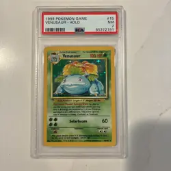 1999 Pokemon BASE SET VENUSAUR - HOLO card #15 Unlimited PSA 7 Near Mint - Image 1