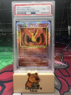 Moltres 30/110 PSA 8 - Legendary Collection - Rare Reverse Holo Pokemon Card - Image 1