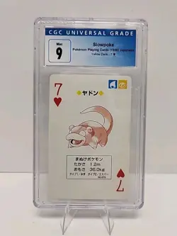 CGC 9 Slowpoke 7 of Heart Red Pikachu Deck Pokemon Playing Card Poker Graded - Image 1