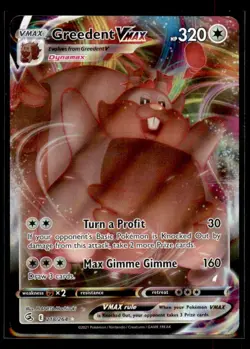 Pokemon TCG: Greedent VMAX Ultra Rare SWSH08: Fusion Strike 218/264 NM - Image 1