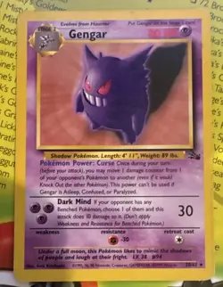 Wizards of the Coast Pokemon TCG Gengar Fossil Holo Rare Unl ENG 1999 80HP 20/62 - Image 1