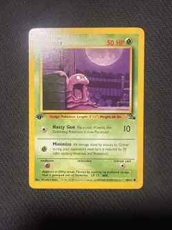 Pokemon TCG Grimer Fossil, 1st Edition Common Card 48/62 NM - Image 1