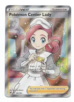 Pokemon Center Lady (Full Art) 185/185 Swsh04: Vivid Voltage Holo Ultra Rare NM - Image 1