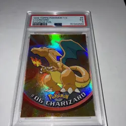 CHARIZARD TOPPS CHROME POKEMON TV RAINBOW FOIL HOLO PSA 5 1999 - Image 1