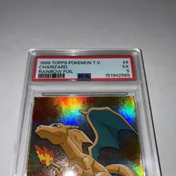 CHARIZARD TOPPS CHROME POKEMON TV RAINBOW FOIL HOLO PSA 5 1999 - Image 2