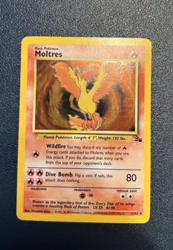 Pokemon Moltres 1999 Unlimited Holo Rare #12/62 - Image 1