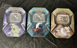 Pokemon 3x - Triple Whammy Tins Darkrai Slaking Tyranitar Factory Sealed Art Set - Image 1