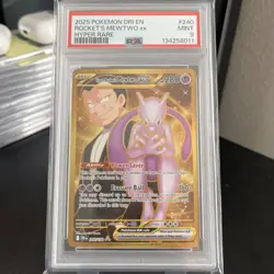 2025 Pokemon Sv10 Destined Rivals Team Rocket's Mewtwo ex Hyper Rare Holo PSA 9 - Image 4