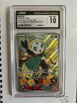 CGC 10 Pokemon TCG Meloetta #026 Me: Mega Evolution Promo Holo Illustration Rare - Image 1