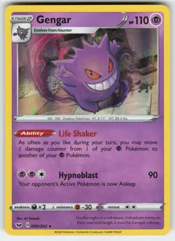 Gengar 085/202 Holo Rare Sword & Shield Pokemon Near Mint - Image 1