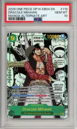 One Piece Graded: Dracule Mihawk OP14-119 Manga Alternate Art PSA 10 - Image 1