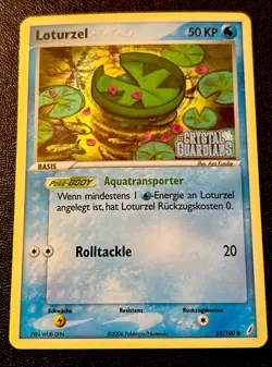 German Lotad Loturzel 55/100 Reverse Holo Crystal Guardians Stamped Pokemon Card - Image 1