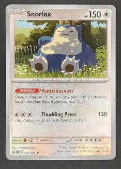 Snorlax 143/165 - Reverse Holo - Scarlet & Violet 151 - Pokemon TCG - NM - Image 1