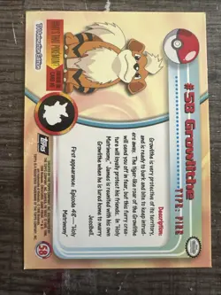 Pokemon Topps - TV Animation Edition - Growlithe #58 - FOIL - LP - Image 2