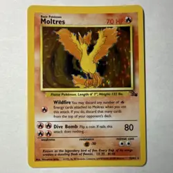 Pokemon TCG Moltres Fossil Holo Rare Unlimited 12/62 70 HP English Arita - Image 1