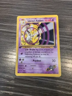 NM - Sabrina’s Kadabra 58/132 1st Edition Gym Challenge Pokemon WOTC - Image 1
