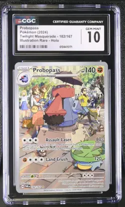 Pokemon Probopass Twilight Masquerade Illustration Rare #182/167 CGC 10 Gem Mint - Image 1