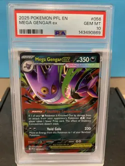 2025 POKEMON PHANTASMAL FLAMES EN #056 MEGA GENGAR EX PSA 10 GEM MT - Image 1