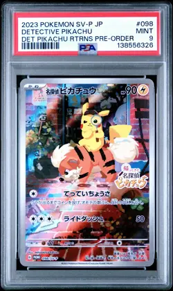 2023 POKEMON JAPANESE SV-P PROMO #098 DETECTIVE PIKACHU PSA 9 - Image 1