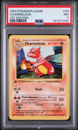 1999 POKEMON GAME 1ST EDITION #24 CHARMELEON PSA 7 - Image 1