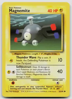 MAGNEMITE 53/102 COMMON BASE SET UNLIMITED POKEMON LP - Image 1