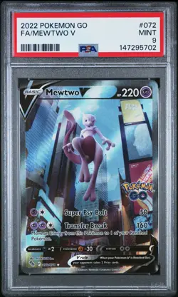 PSA 9 Mewtwo V 072/078 Full Art Pokemon Go 2022 Pokemon TCG Mint - Image 1