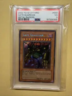 Yugioh 2002 Gate Guardian MRD-000 Metal Raiders Unlimited PSA 3 RARE VG - Image 1