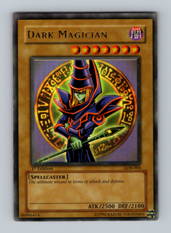 Dark Magician LOB 1st Ed Moderate Play Glossy MP 005 Yugioh 2002 - Image 1