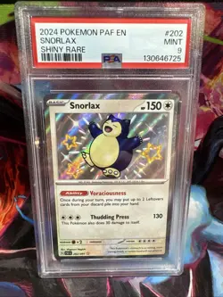 SV Paldean Fates Snorlax Baby Shiny Rare Card #202/091 PSA 9 - Image 1