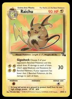 Pokemon Cards Raichu 29/62 Fossil Rare NM - Image 1