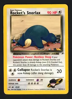 Rocket's Snorlax 33/132 Gym Heroes Rare Pokemon TCG - Image 1