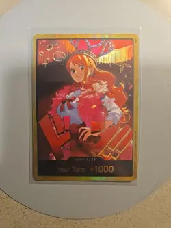 Bandai One Piece Card Game Nami Gold DON!! Card EB-03 Mint Condition - Image 1