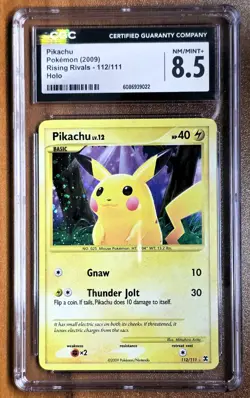 Pikachu Rising Rivals Secret Rare 112/111 Holo CGC NM/Mint+ 8.5 Pokemon Card - Image 1