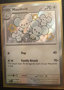 Pokemon TCG Maushold 210/091 SV: Paldean Fates Shiny Rare Holo Stage 1 NM+ Gem - Image 1