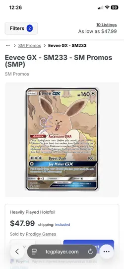 Pokemon Eevee GX SM233 SM Promos Holo Promo GX 160 HP English - Image 3