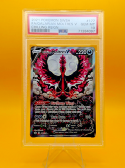 Pokemon PSA 10 2021 Chilling Reign Galarian Moltres V 177/198 Full Art Holo - Image 1