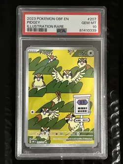 2023 POKEMON OBF EN-OBSIDIAN FLAMES ILLUSTRATION RARE #207 PIDGEY PSA 10 - Image 1