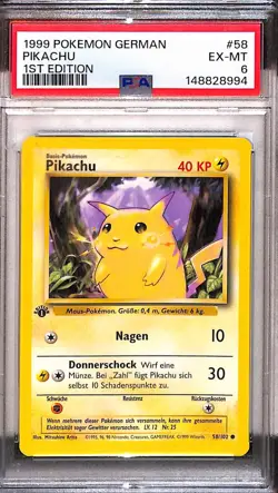 1999 POKEMON GERMAN 1ST EDITION #58 PIKACHU PSA 6 - Image 1