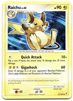 Raichu 77/147 Pokemon TCG Platinum Supreme Victors Uncommon Moderate Play MP - Image 1