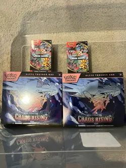 Pokemon TCG Chaos Rising Pokemon 2 ETB’s 2 Booster Bundles New Factory Sealed! - Image 1