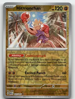 HITMONCHAN 107/165 UNCOMMON REVERSE HOLO 151 POKEMON NEAR MINT - Image 1