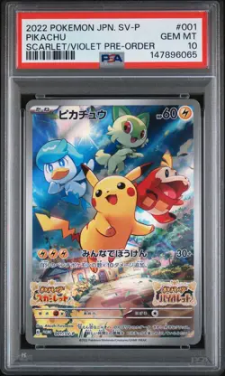 2022 POKEMON JAPANESE SV PROMO SCARLET & VIOLET PRE-ORDER #001 PIKACHU PSA 10 - Image 1