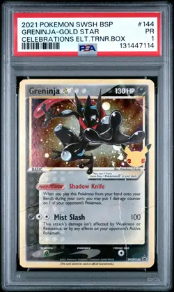2021 POKEMON SWSH BLACK STAR PROMO #144 GRENINJA-GOLD STAR PSA 1 - Image 1