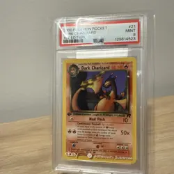 Pokemon Dark Charizard Team Rocket 1st Edition NON Holo Rare #21 PSA 9 Mint - Image 1